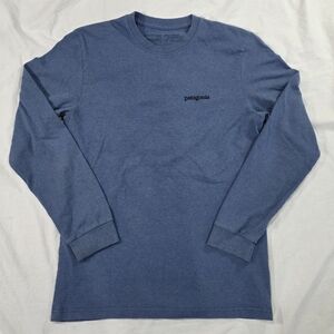 Patagonia Classic Regular Fit Long Sleeve Graphic Responsibili-Tee in Blue. XS